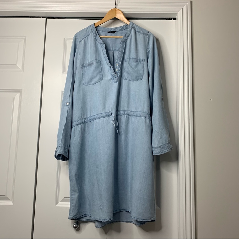 Reitmans Light Blue Denim Look Long Sleeve shirt Dress Women’s Size XXL - Picture 1 of 15